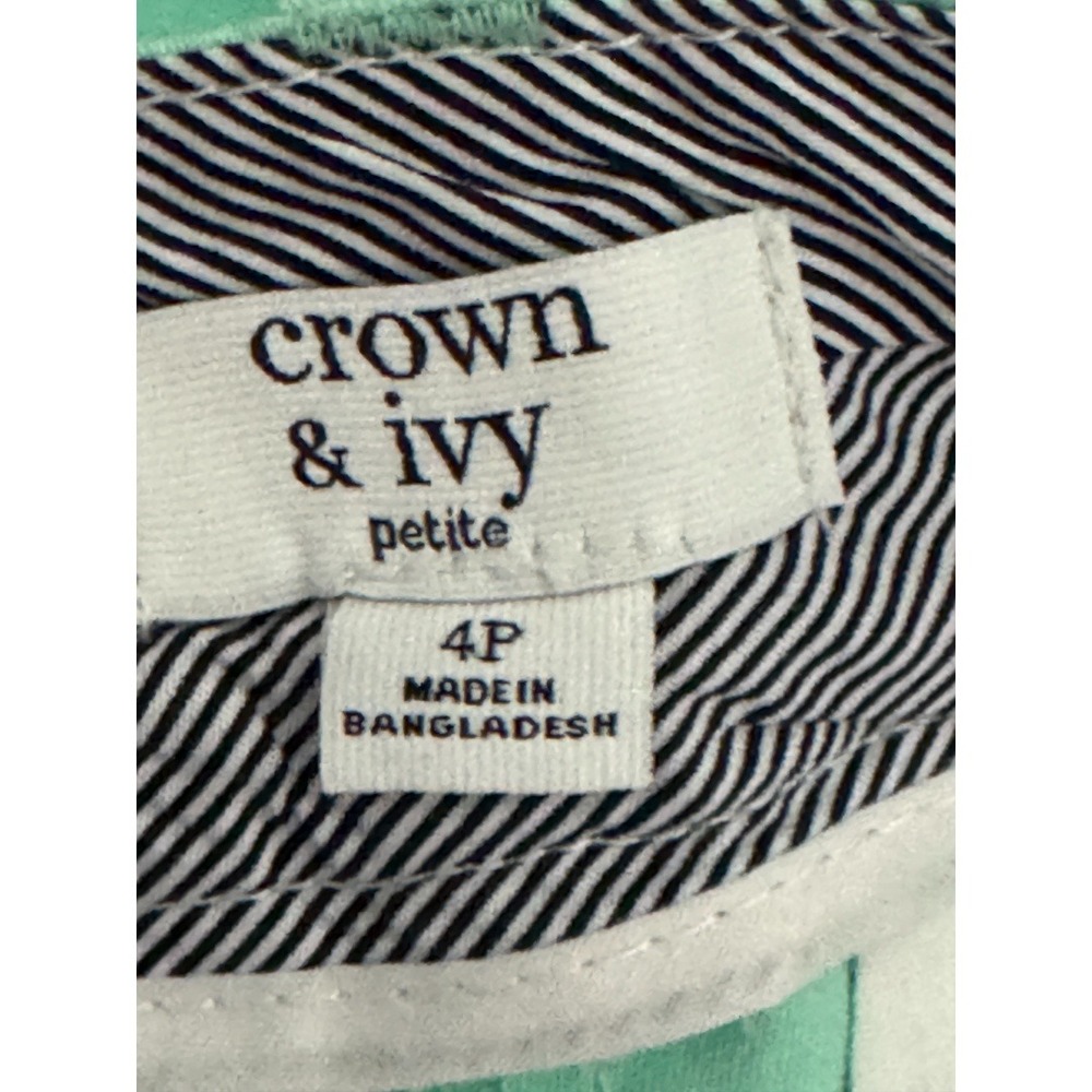 Crown & Ivy Chino Shorts Womens 4P Mint Cielo Teal Cotton Stretch Petite New Tag - Picture 11 of 14